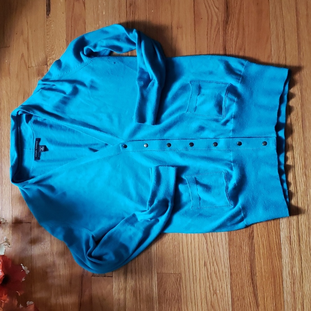 Banana Republic Women's Teal Long Sleeve Button Front Cardigan Size M  Petite